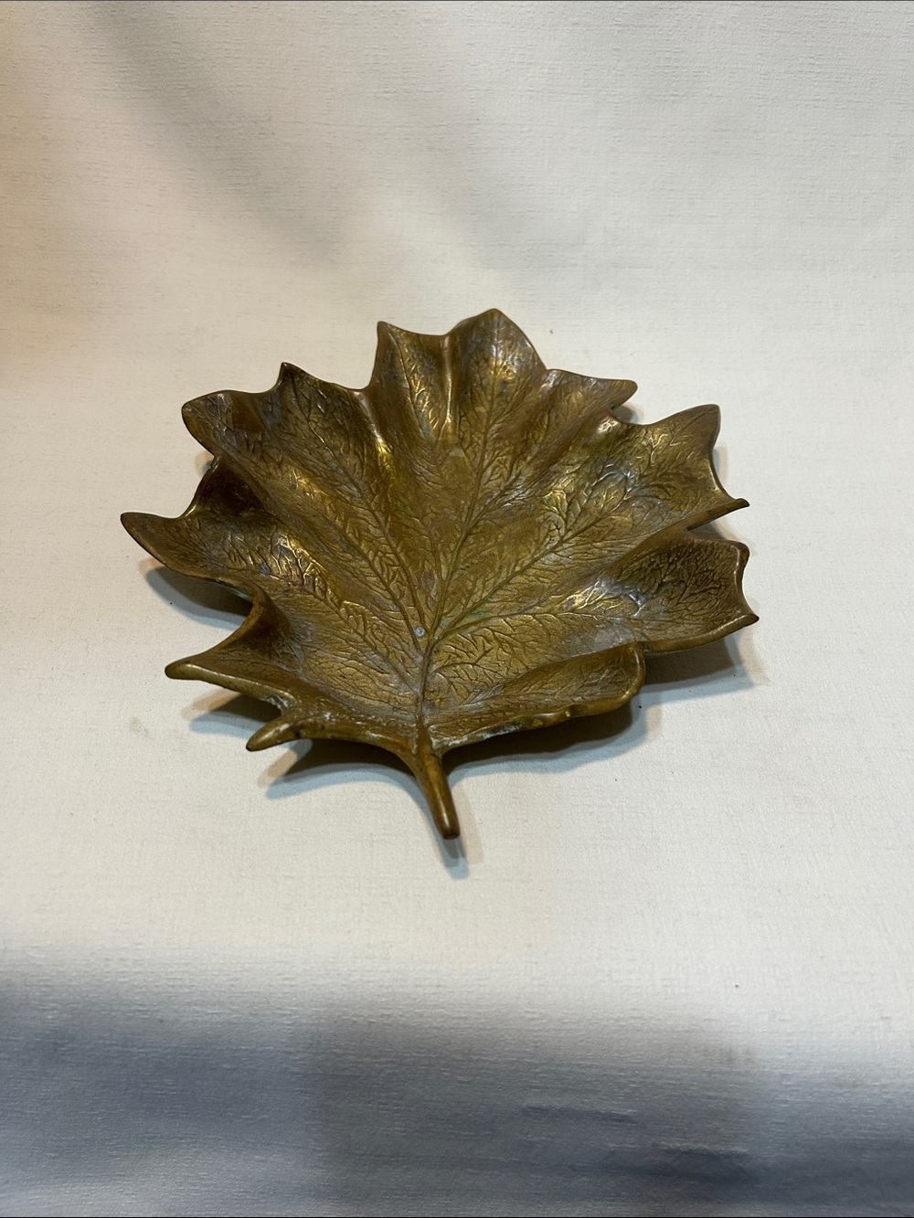 1950’s Solid Brass Maple Leaf Tray Original by Camron Signed by Wade V